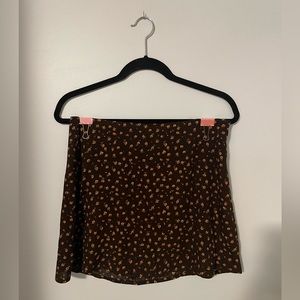 Floral Printed Brown Skirt - Garage